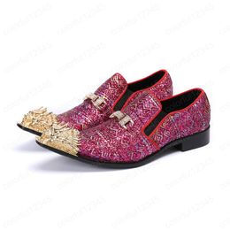 Sparkling Pink Sequins Men Party Dress Shoes Pointed Toe Rhinestone Formal Leather Shoes Wedding Male Shoes