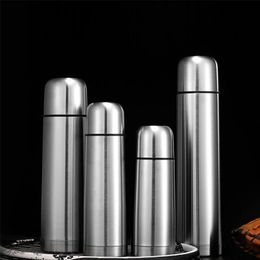 Double-layer Bullet Shape Thermos Stainless Steel BPA Free Water Bottle Vacuum Flask Drink Coffee Mug for Travel Cup 210907