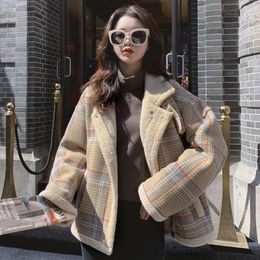 Women's Fur & Faux Women Full Sleeve Short Jacker Autumn And Winter Thicken Outwear Causal Style Overcoats