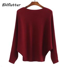 BHflutter Winter Batwing Sweaters Pullovers Women Fashion Casual Cashmere Sweater Coat Female Knit Jumpers Tops Pull Femme 210218