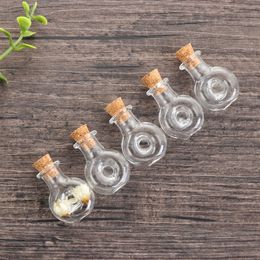 5PCS Mini Transparent Glass Cork Bottles Empty Sample Jars Wishing Bottle DIY Cork Stopper Storage Vial Pendants Decoration