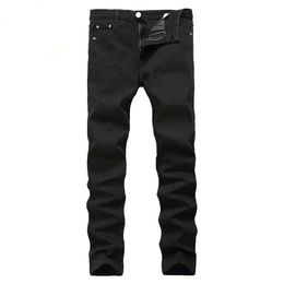 Black zipper casual denim jeans simple brand designer men classic long cotton fashion high quality cotton plus size pants X0621