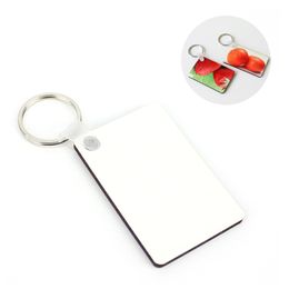 Sublimation Blank Wooden Keychain Pendant Portable 60*40*3mm Double Sided Thermal Transfer Key Chain DIY Keyring Creative Gift Supplies