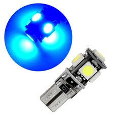 50Pcs Blue T10 W5W 5050 5SMD LED Canbus Error Free Bulbs For 192 168 194 Clearance Lamps Licence Plate Lights 12V