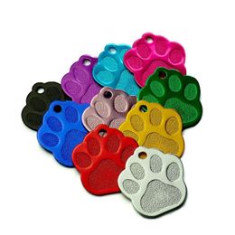 Wholesale 100Pcs 3D Exquisite PAW Shape Pet Dog ID Tags Custom Engraved Name Phone No. Cat Dog ID Tag Personalised Pet Supplies Y200922