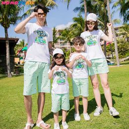 summer parent-child suit casual short-sleeved printed t-shirt family matching clothes mother and daughter clothes 210713
