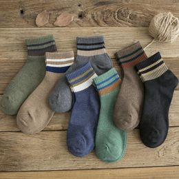 Men's Socks 10 Pairs/Lot Striped Retro Style Male Autumn Winter Cotton Mid Stockings Casual Men Boys Sox