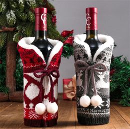 Christmas Wine Bottle Cover Champagne Coat Sweater Gift Bag Xmas Table Ornaments Dinner Party Decoration DD735