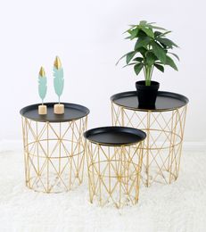 Metal Wire Basket with Tray Top, Storage Bin Basket Bottom Table,Set of 3, Deluxe Side / End Table / Coffee Table / Night Stand 210316