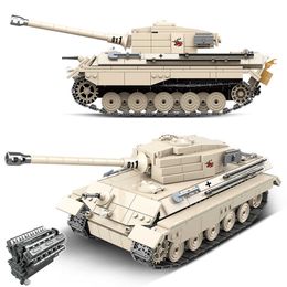 Military German King Tiger Tank Building Blocks Army WW2 Soldier Figure Weapon Heavy Tank Bricks Children Boy Toys Gifts Q0624