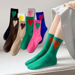 Autumn Winter Women's Socks Love Cotton Middle Tube Ladies Socks Japanese College Style Peach Heart Cotton Sock
