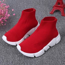 Top quality Paris Kids Sock Sneakers Speed Boys And Girl Runners Trainers Knit Socks Boots Runner Children Shoes Size 26-35
