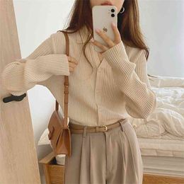 Alien Kitty Women Cardigans Sweaters Knitted Coat Warm Female Solid Sweet Loose Elegant Office Lady Casual All Match Tops 210918