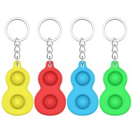 New Gourd Key Chains Keyring Baby Sensory Fidget Simple Dimple Toys Gifts Adult Child Funny Pop It Stress Reliever Push Bubble Bag Pendants