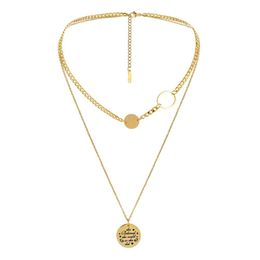 NUORO Elegance Adjustable Layered Chain Women Girl Gift Round Circle Letters Pendant Gold Plated Necklace