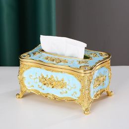 Tissue Boxes & Napkins Luxury European Box Cover Case Rectangle Houseware Plastic Paper Napkin Holder Home Organizer Supplies