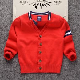 v-neck 100% cotton boys girls cardigan spring autumn sweaters children's clothing cotton kids knitted wear christmas 210308