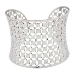 Silver Colour Stainless Steel Carved Bangle Open Bracelet Can Adjust Popular Exaggerated Jewellery for Women Q0717