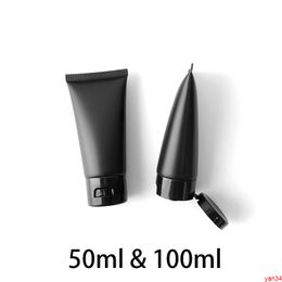 50ml 100ml Matte Black Squeeze Bottle Empty Cosmetic Container Makeup Cream Body Lotion Travel Packaging Plastic Soft Tubesgood qtys