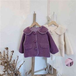 Gooporson Winter Fleece Little Girls Clothing Thickened Warm Lamb Hair Jacket Coats Fall Children Outwear Korean Kids Outfits 210715