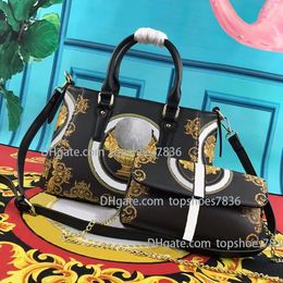 Women large capacity child mother Cosmetic Bag Fashion Gold Button 3D Colour printed Leather Canvas Shoulder Bag Messenger Handbag 9886 luxury chain bags 32 * 22x16cm