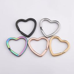 Keychains 20Pcs/Lot 31mm Mirror Polished Stainless Steel Key Chain Cute Heart Hanging Keyring For Making Keychain Fashion Jewellery