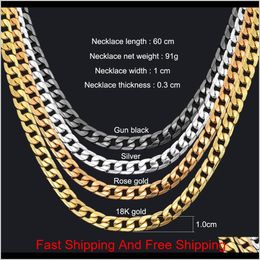 Miami Cuban Link Chain Necklace 1Cm Silver/Gold Color Curb Chain For Men Jewelry Corrente De Prata Masculina Wholesale Mens Necklace Y F3N95