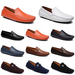 leather doudou men casual driving shoes Breathable soft sole Light Tan blacks navys whites blues silvers yellows greys footwears all-match lazy cross-border GAI