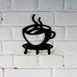 3Hooks Metal Black Coffee Cup Shaped Key Holder Bathroom Wall Mount Rack Decor Hanger Organiser 220311