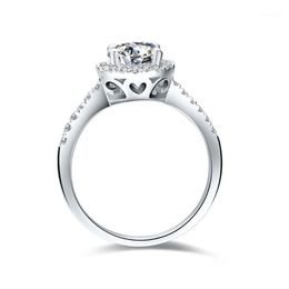 Cluster Rings 14K Micro Paved Semi Mount 0.5CT Solid White Gold Quality Diamond Engagement Finger Ring For Women Wedding Jewelry