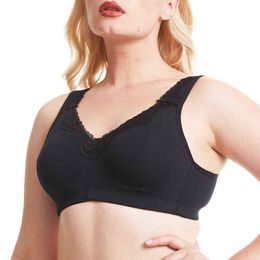 Wireless Black Plus Size Bra Underwear Cotton Full Large Cup Seamless Ultra-thin Women Bras Minimizer Bras A B C D E F 211217