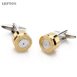 Best Metal Cufflinks for Mens Gold Colour Bullet Design Cuff links Men Wedding Groom Shirt Cuffs Cufflink Relojes gemelos