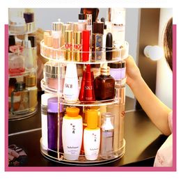 tri box UK - Storage Boxes & Bins 360° Rotating Makeup Organizer,Tri Quad Separated Shelf For Skin Care Perfume Brush Jewelry,Bathroom Cosmetic Box