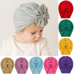 19*20cm Cotton Children Skull Beanies Hats Baby Bowknot Hat Autumn and Winter Warm Knitted Scarf Hat Tire Cap photo props