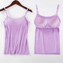Women Padded Bra Tank Top New Woman Spaghetti Camis Top Vest Female Casual Ladies Camisole with Built in Bra Y0824