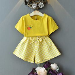 Toddler Baby Girls Plaid Shorts and Cotton Tees 2pcs Clothing Set for Kids Summer Outfit 210529