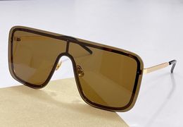 Mask Oversize Sunglasses 364 Gold Brown Lens Shield Sunglasses for Women Men with Box