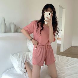 Pajamas for Women Summer Loose Sleepwear Sexy Pyjamas Set Tank Tops Shorts Casual Nightwear Homewear X0526