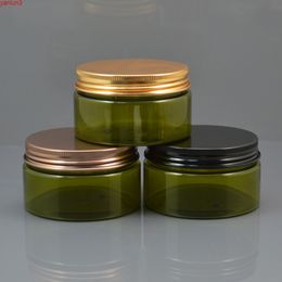 50pc/lot 100ml Dark Green Plastic Cosmetic Jar lightproof Bottle Aluminum Cap 3.5oz Refillable Hand Cream Case Metal Lidgood qty