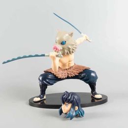 Devil's Blade Anime Figure Hashibira Inosuke Battle Ver. PVC Action Figure Demon Slayer Kimetsu No Yaiba Model Toys Dolls Decor Q0722