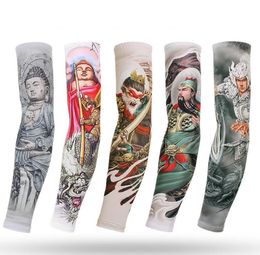 summer Trendy ice silk arm warmer Unisex Outdoor Sport Anti-UV Fake Tattoo Sleeves Motorcycle Hiking Arm Protective Stocking Sleeves Temporary Tattoo