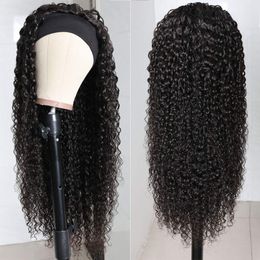 Kinky Curly Headband Wigs for Black Women Daily Wear Machine Made Wigs Synthetic Non Lace Frontal Wigfactory direct