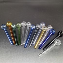 4inch 4.2inch Colorful Pyrex Glass Oil Burner Pipe Smoking Tube Tobcco Herb Oils Nails Water Hand Pipes Great Tubes Nail Tips VS Bongs
