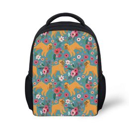 School Bags Girls Small Backpack For Kids Kindergarten Schoolbag Brussels Griffon Design Book Bag Shoulder Softback