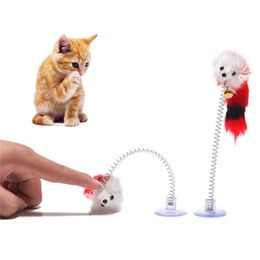 Cat Toys Random Colour Plastic Feather Funny Mice Shape 20 X 10cm False Mouse Pet Products Bottom Sucker Elastic