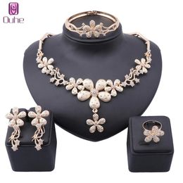 Luxury Bridal Wedding Banquet Necklace Jewelry Set African Dubai Gold Color CZ Women Party Costume Accessories