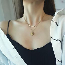 Pendant Necklaces Non-Fading Double-Layer Decorative Titanium Steel Necklace Female Net Red Twin Niche Design Clavicle Chain