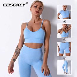 SeamlYoga Set Women's Clothing Workout Gym Sportswear FitnShort Sleeve Crop Top High Waist Leggings Sports Suits X0629