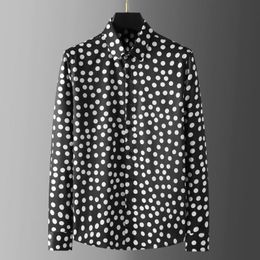 Men's Casual Shirts 2021 Polka Dot Shirt Fashionlong Sleeve Slim Fit Business Formal Dress Social Party Tuxedo Men Clothing