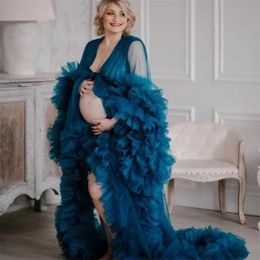 Elegant Tulle Prom Dresses Maternity Robes For Photo Shoot Long Sheer Sexy Bridal Pregnancy Dress Gowns Custom Made